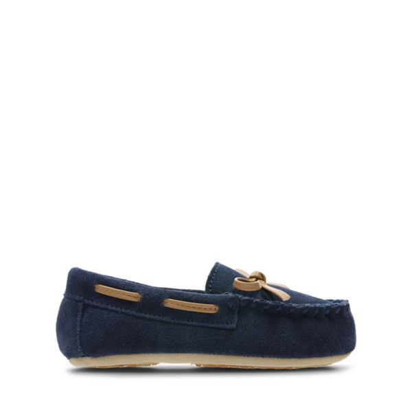 Clarks Boys Crackling Flo Casual Shoes Navy | USA-6317820